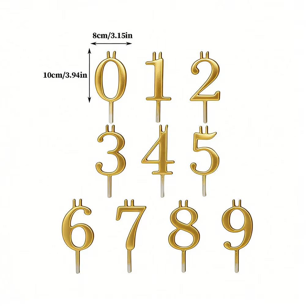 Reusable Metal Number Candle Holder Set - 10 Pieces Decorative Topper for Family and Events