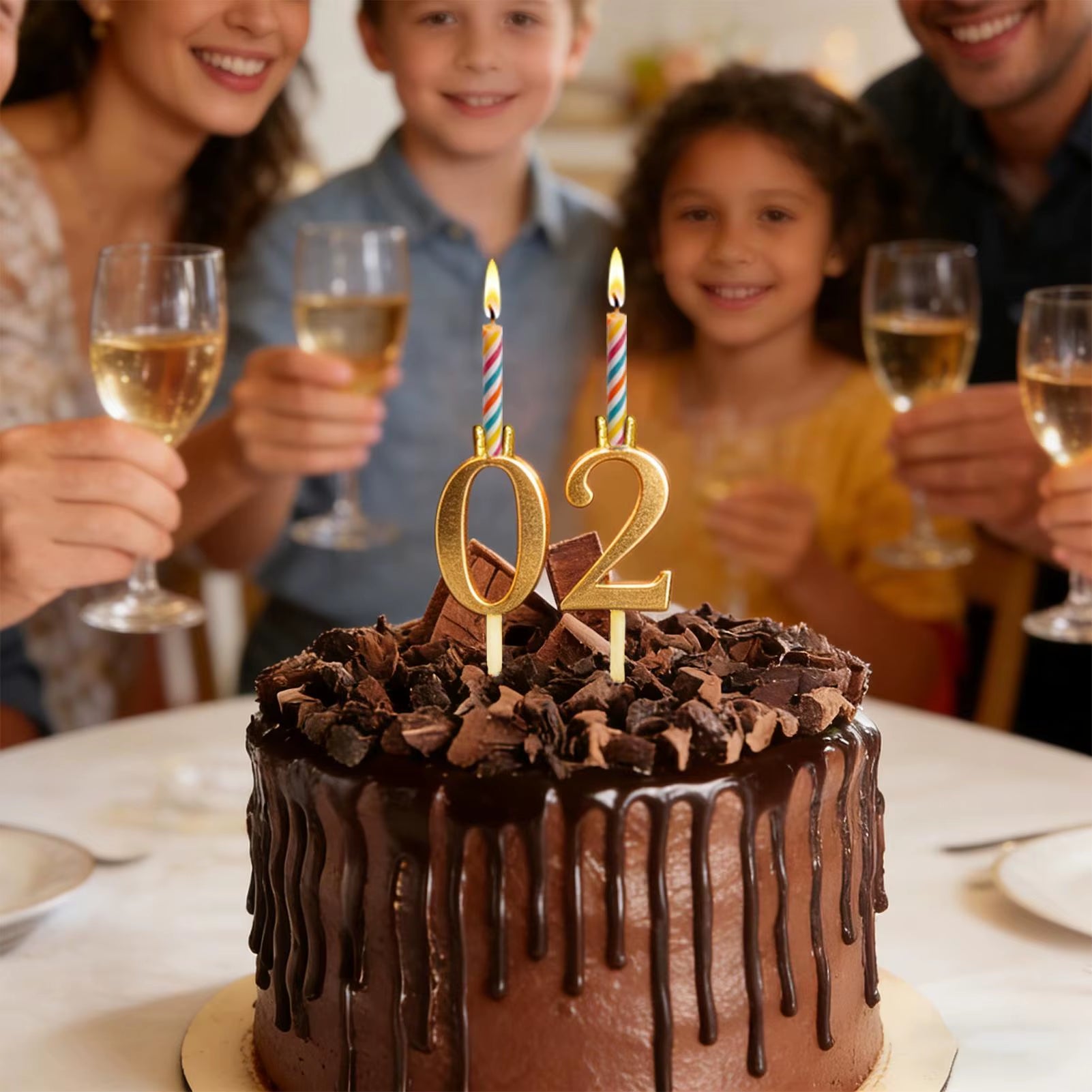 Reusable Metal Number Candle Holder Set - 10 Pieces Decorative Topper for Family and Events