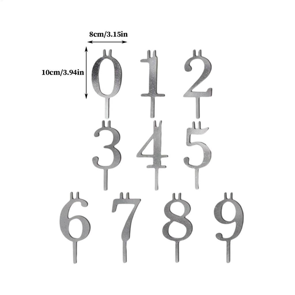 Reusable Metal Number Candle Holder Set - 10 Pieces Decorative Topper for Family and Events