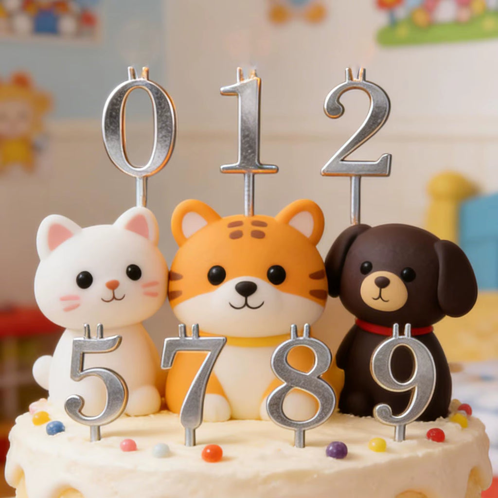 Reusable Metal Number Candle Holder Set - 10 Pieces Decorative Topper for Family and Events